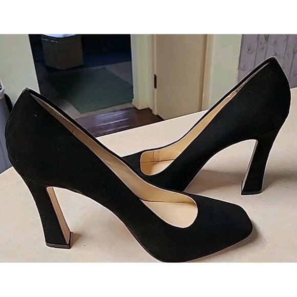Jessica Simpson Mayrie US 8.5M Faux Suede Black Block Heel Square Toe Heels - Picture 9 of 12